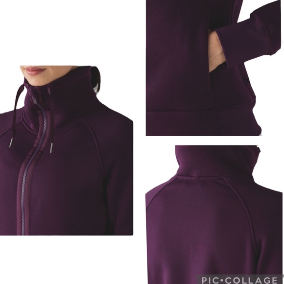 Lululemon Kick The Cold Zip Up High Collar Jacket Deepest Magenta Size 12 - Picture 4 of 17